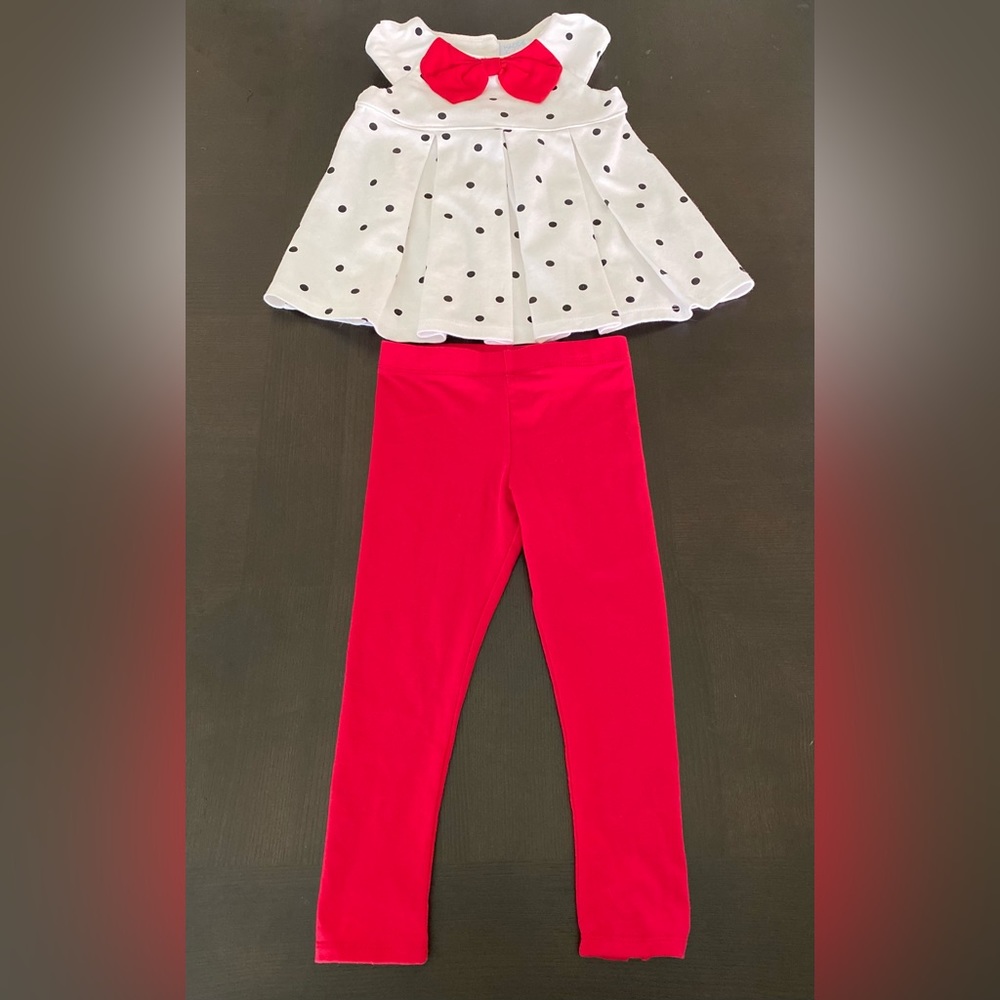 Maggie & Zoe black polka dot and red 2 Piece Set. 24 Months